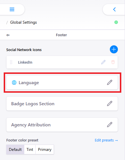 Footer menu